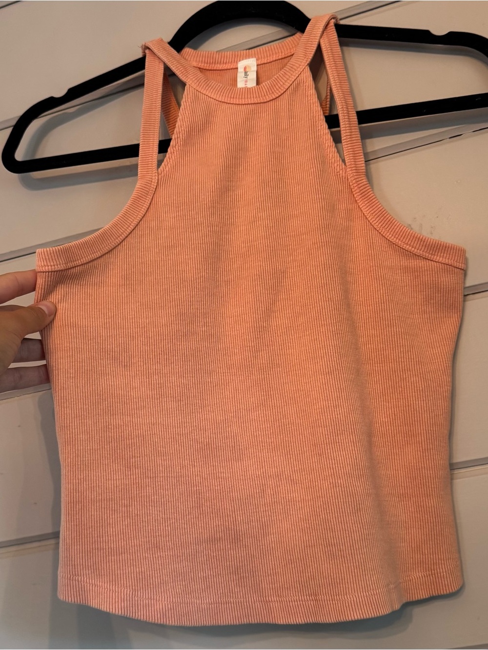 Daily Practice By Anthropologie Ribbed Twist Halter Tank Top- Coral/Orange XS